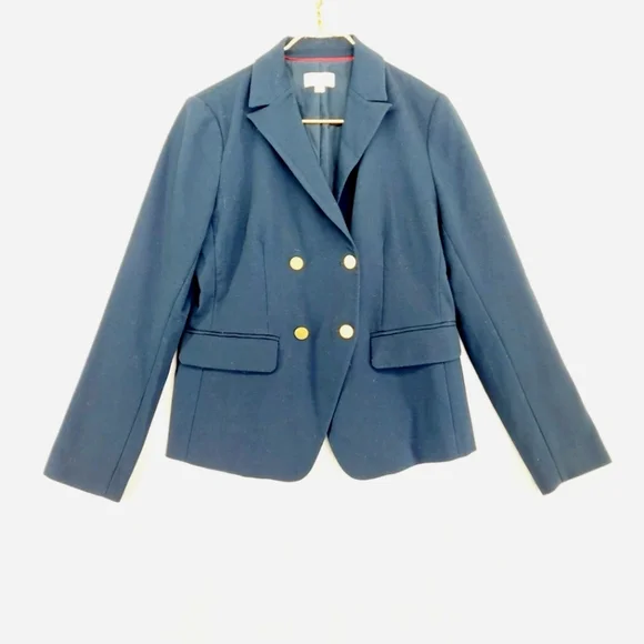 Ann Taylor Loft Blue Button Nautical Business Casual Notched Lapels Blazer P4662 - Picture 1 of 8